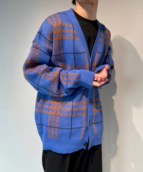 WESTBOY（ウエストボーイ） カーディガン Check Drop Shoulder 