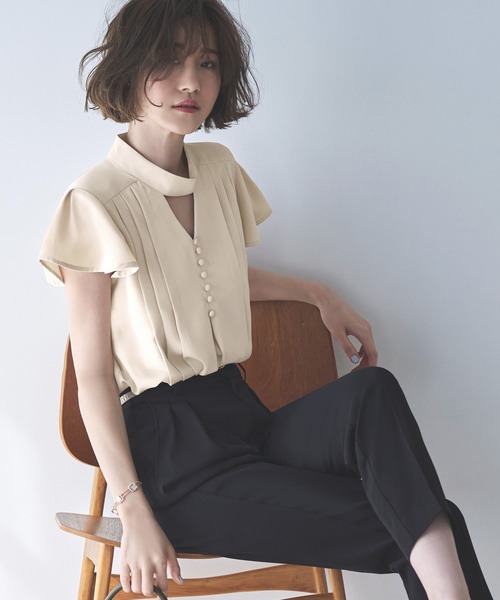 RUIRUE BOUTIQUE ブラウス シャツ 洗える ｜ チョーカーネック