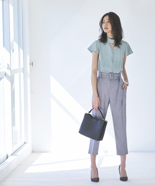 ルイルエブティック RUIRUE BOUTIQUE チョーカーネックフリルスリーブブラウス （ホワイト） RUIRUE BOUTIQUE ブラウス シャツ 洗える ｜ チョーカーネック