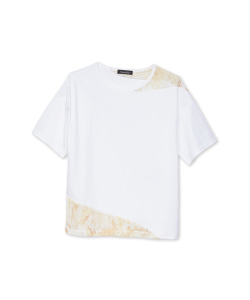 tシャツ 「LADIES'」TORNADO MART∴シアーマーブル切り替えオーバーTシャツ レディース