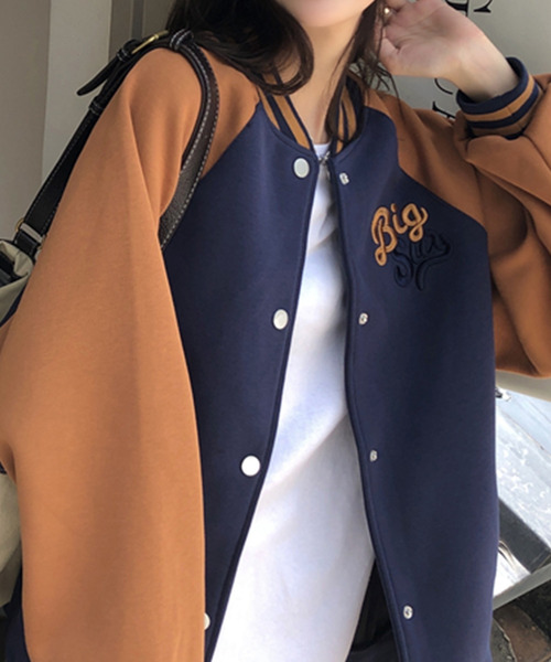 DAY CLOSET スタジャン レディース ルーズシルエット刺繍ロゴ