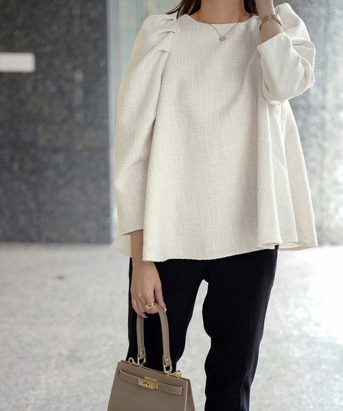 HUIT bouquet（ユイット ブーケ） ブラウス シャツ ツイード フレア