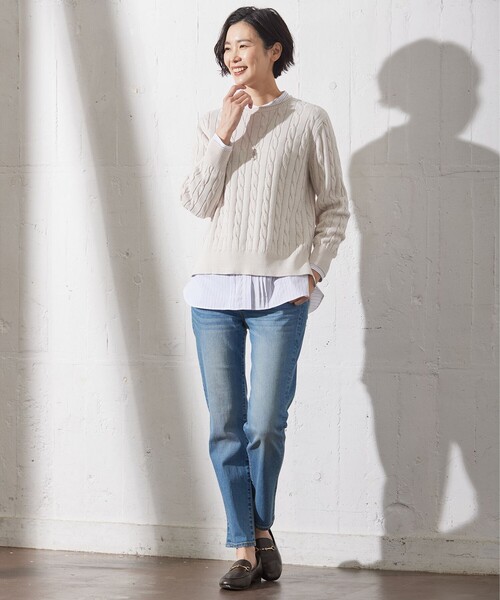 ニット セーター 「洗える」GIZA MERCERIZE COTTON ケーブル ニット レディース 洗える】GIZA MERCERIZE COTTON ケーブル ニット / J.PRESS