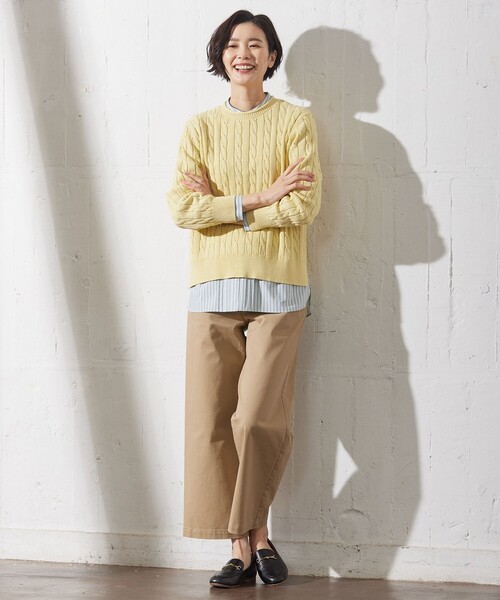 ニット セーター 「洗える」GIZA MERCERIZE COTTON ケーブル ニット レディース J.PRESS ニット セーター 「洗える」GIZA MERCERIZE COTTON