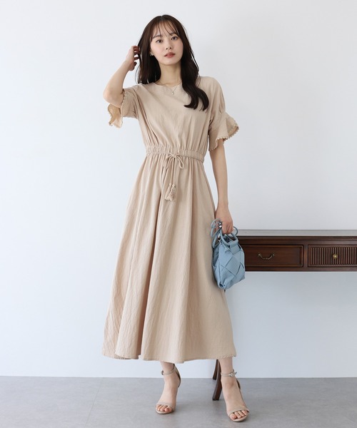 BLUEEAST ワンピース 袖レースドロストワンピース : ZOZOTOWN