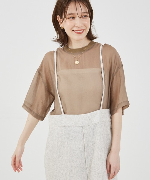 abahouse mavie ブラウス シャツ 「シアートップス」シアー半袖T