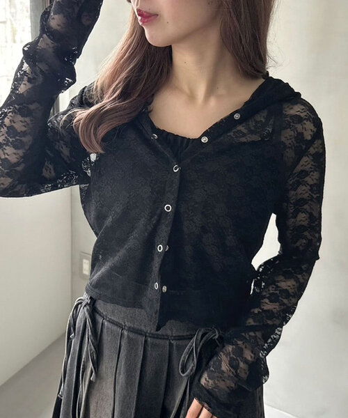 D285 ヴァレンティノ レディース カーディガン ブラック レース 美品 XL ヴァレンティノ レースカーディガン アンサンブル ニットキャミ