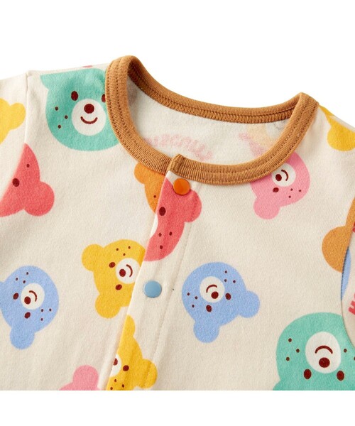 HOT BISCUITS ベビー服 ロンパース カラフルビーンズ 総柄カバーオール