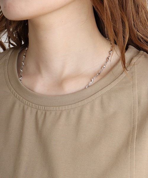 tシャツ A.N.L 異素材切り替え配色プルオーバー レディース tシャツ A.N.L 異素材切り替え配色プルオーバー レディース