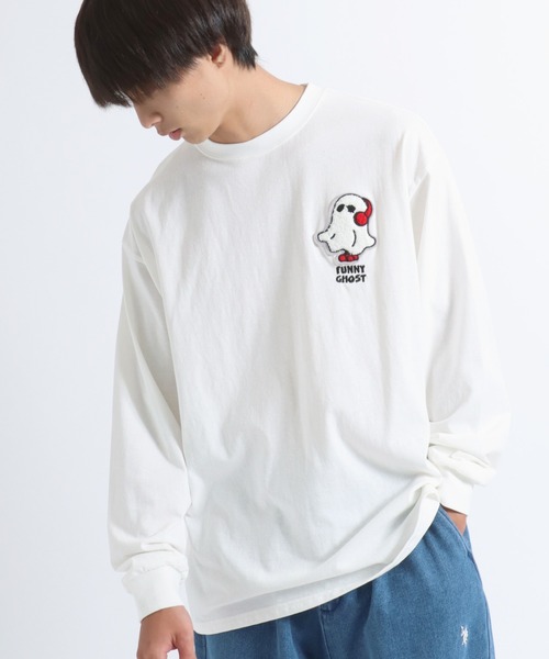 MEDM Tシャツ 綿 刺繍 お花 デザイン カジュアル 男女兼用 tシャツ お花・おばけ・ビリヤード ワンポイントサガラ刺繍 ロン
