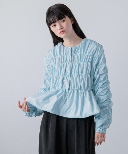 ブラウス シャツ ペプラムシャーリングブラウス 145487 レディース ブラウス シャツ ペプラムシャーリングブラウス 145487