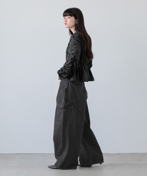 ブラウス シャツ ペプラムシャーリングブラウス 145487 レディース ブラウス シャツ ペプラムシャーリングブラウス 145487