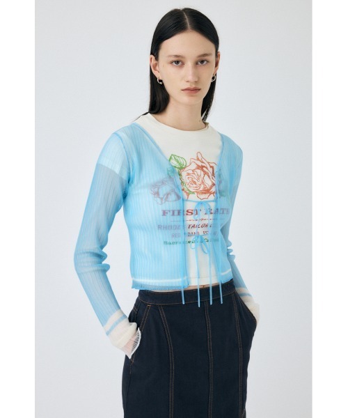 カーディガン FRONT TIE SHEER カーディガン レディース