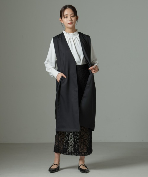 ナノユニバース　ノーカラージャケット　スーツ　セレモニー　スーツセット PourVous セットアップ キーネックノーカラージャケット