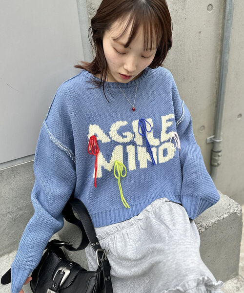  カラフルロゴ セーター w closet ニット セーター 「3色展開」カラフルロゴニット