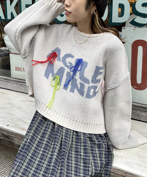 w closet ニット セーター 「3色展開」カラフルロゴニット