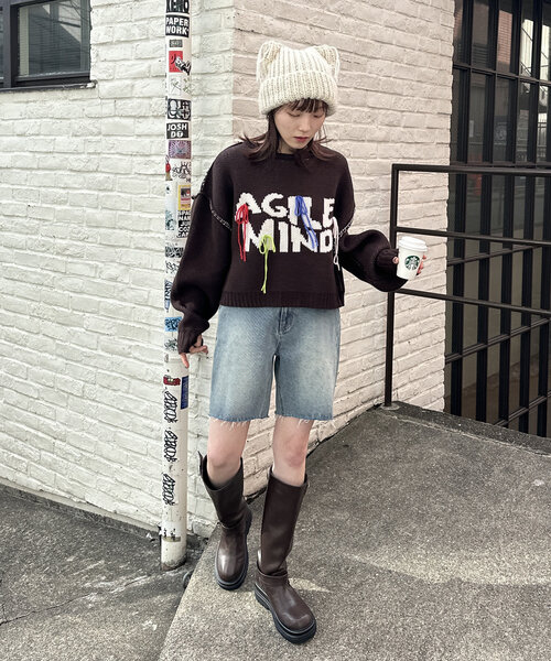 w closet ニット セーター 「3色展開」カラフルロゴニット