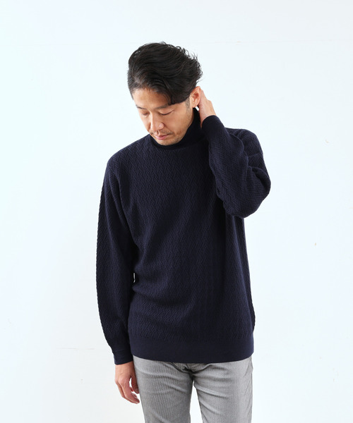 MEN'S MELROSE セーター ニット リンクスヘリンボーン