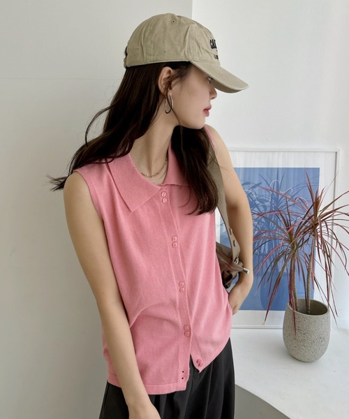 「UNITED TOKYO」 ノースリーブニット 0 ピンク レディース Julia Boutique ニット セーター ハイネック・パーソナルカラー