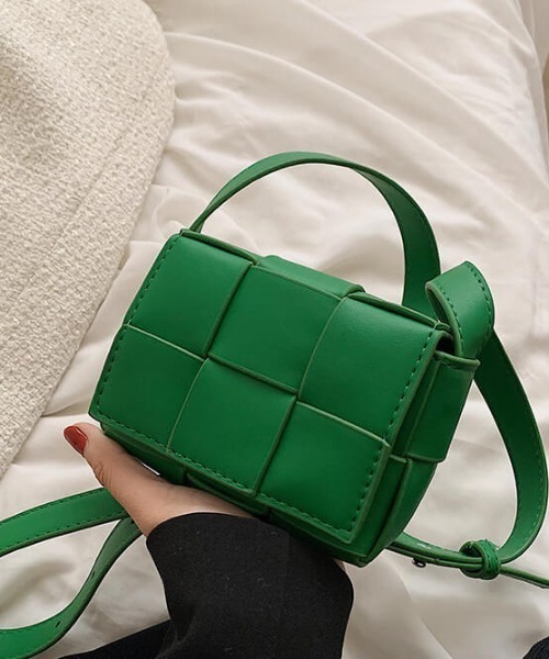 ノーブランド ショルダーバッグ イントレチャート グリーン カシュカシュ cache cache イントレチャートミニショルダーバッグ （GN