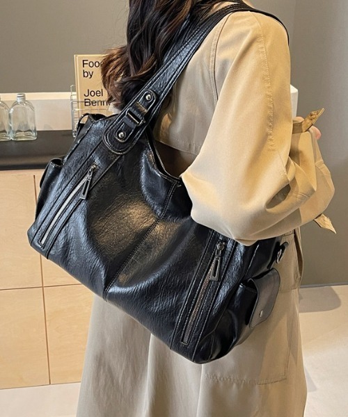 lilful ショルダーバッグ バッグ 2WAY ダブルジップデザイン 大容量
