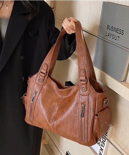 lilful ショルダーバッグ バッグ 2WAY ダブルジップデザイン 大容量