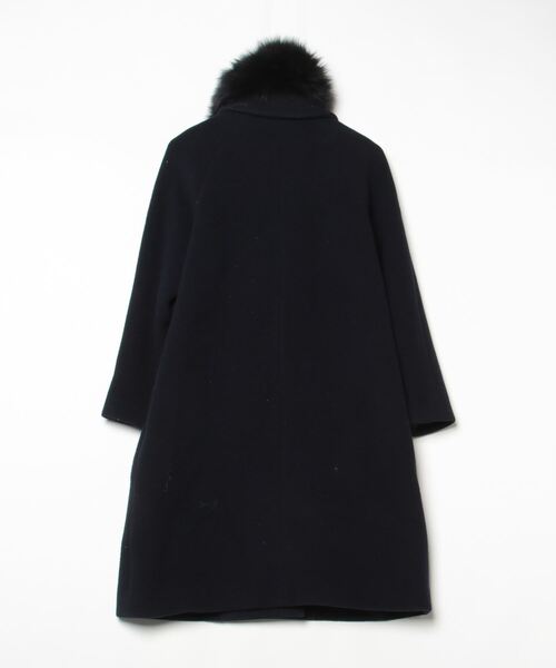 ANAYI ウールコート ネイビー ファー付き 36 ANAYI ウールコート