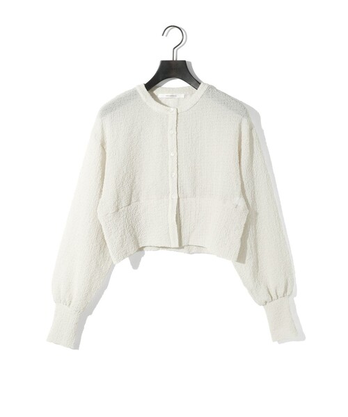 カーディガン MIDIUMISOLID for Ladies シアークルーネックショートカーディガン レディース