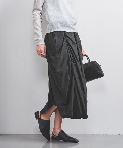 ユナイテッドアローズ UNITED ARROWS 黒 シャーリングスカート UNITED ARROWS スカート MANTECO シャーリング : ZOZOTOWN Yahoo