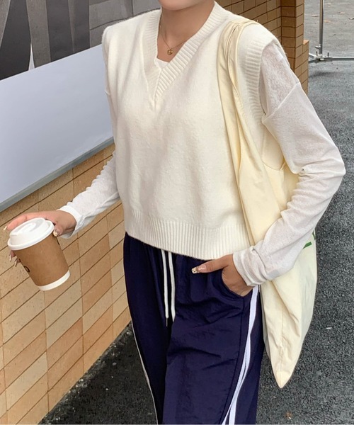 ベスト ジレ Vネックニットベスト レディース : ZOZOTOWN Yahoo