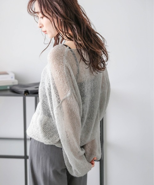 ニット セーター スパンコールモヘヤシアーニット　ニット・セーター レディース DRESSTERIOR ニット セーター スパンコールシアーニット