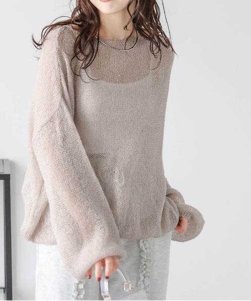 La-gemme ニット セーター ラメシアーモヘアニット レディース