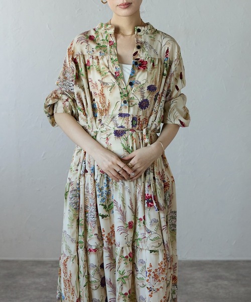 Lien Select ワンピース 半袖 総柄ロングシャツワンピース : ZOZOTOWN