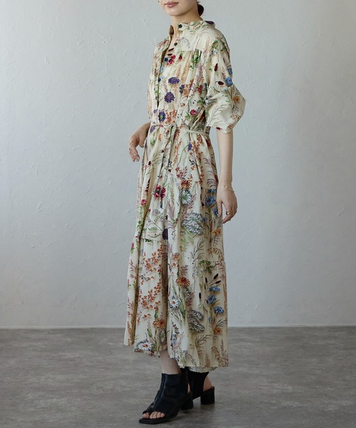 Lien Select ワンピース 半袖 総柄ロングシャツワンピース : ZOZOTOWN
