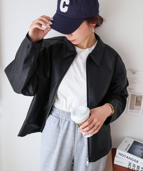 「andme」 ジップアップブルゾン L ブラック レディース_画像3