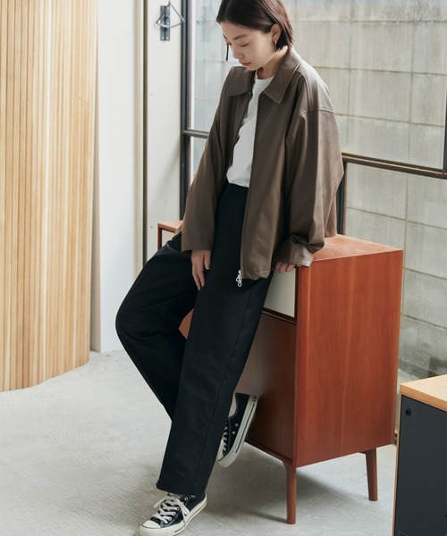 「andme」 ジップアップブルゾン L ブラック レディース_画像6