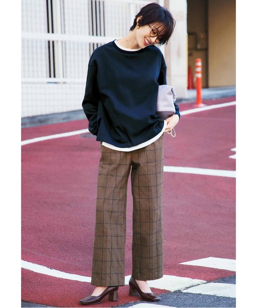 トレーナー スウェット ＩＥＤＩＴ　白をはさんで顔うつりＧＯＯＤ！　グログラン遣いスウエットと白Ｔシャツのインナーチラ見せ重ね着セット レディース IEDIT トレーナー スウェット IEDIT 白をはさんで顔うつり