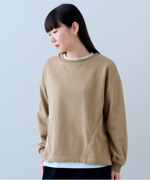 トレーナー スウェット ＩＥＤＩＴ　白をはさんで顔うつりＧＯＯＤ！　グログラン遣いスウエットと白Ｔシャツのインナーチラ見せ重ね着セット レディース IEDIT トレーナー スウェット IEDIT 白をはさんで顔うつり