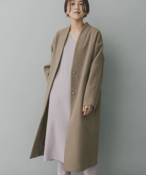 「KBF+」 ノーカラーコート ONE ブラウン レディース_画像5