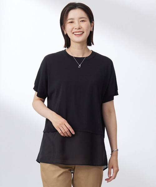 ニット セーター 「洗える・抗菌防臭」FABRIC コンビ ニット レディース