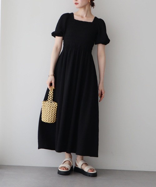 earth music&ecology ワンピース バックリボンシャーリング
