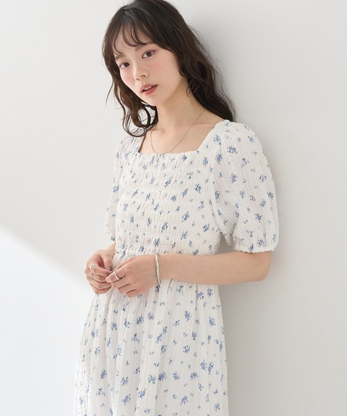 CHICWISH★バックリボンシャーリングワンピース☆ earth music&ecology ワンピース バックリボンシャーリング