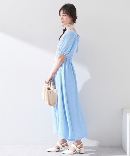 earth music&ecology ワンピース バックリボンシャーリング