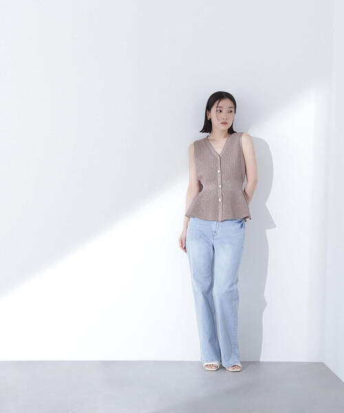 NATURAL BEAUTY BASIC ツイーディーペプラムニットジレ ツイーディーペプラムニットジレ | NATURAL BEAUTY BASIC