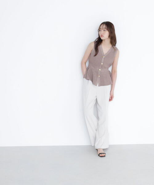 NATURAL BEAUTY BASIC ツイーディーペプラムニットジレ NATURAL BEAUTY BASIC｜ツイーディーペプラムニットジレ