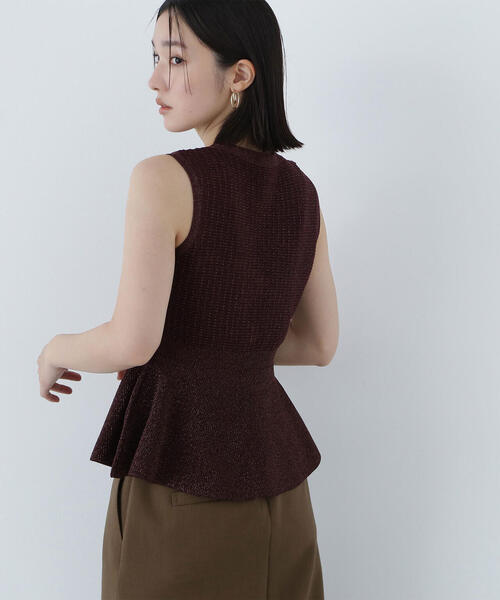 ニット セーター ツイーディーペプラムニットジレ レディース NATURAL BEAUTY BASIC ニット セーター ツイーディーペプラム