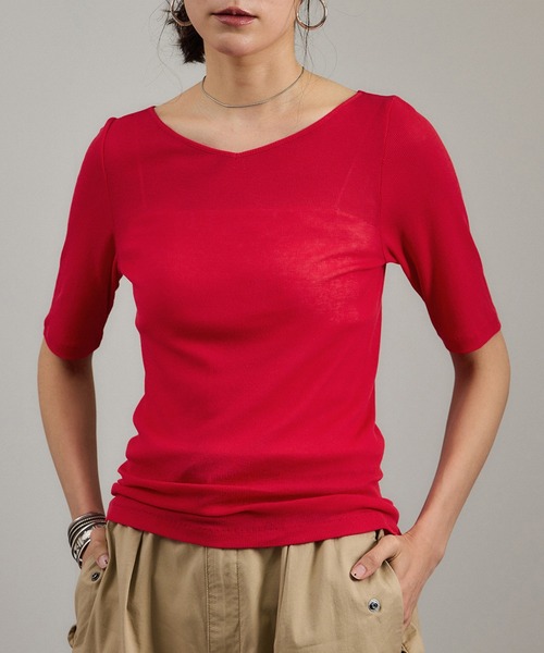 tシャツ nu=layerジェントルVネックシアーTシャツ レディース