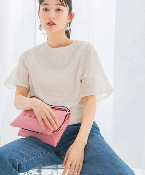 ブラウス シャツ セミシアーカットジャガードブラウス レディース