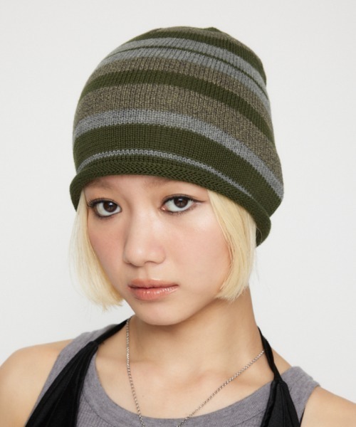 LAGUA GEM ニット帽 ニットキャップ BORDER LIKE ビーニー
