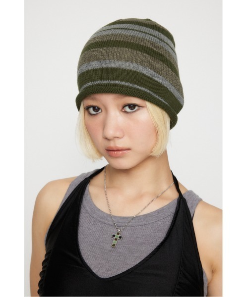 LAGUA GEM ニット帽 ニットキャップ BORDER LIKE ビーニー